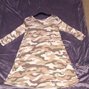 Long Sleeve Camo T-Shirt Dress
